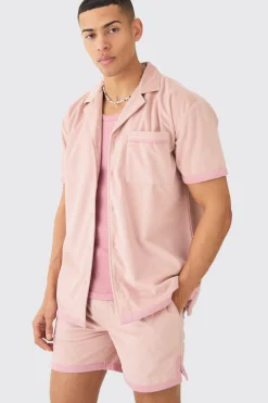 Faux Suede Oversized Shirt And Short Set | BoohooMAN UK