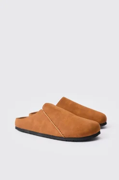 Faux Suede Slip On Mule In Tan | BoohooMAN UK