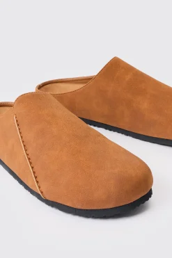 Faux Suede Slip On Mule In Tan | BoohooMAN UK