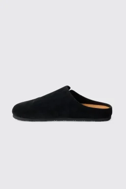 Faux Suede Slip On Mule In Black | BoohooMAN UK