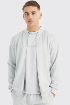 Faux Suede Zip Smart Bomber | BoohooMAN UK