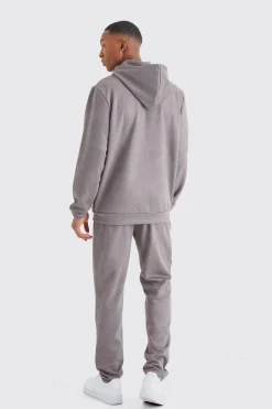 Faux Suede Zip Through Hoodie | BoohooMAN UK