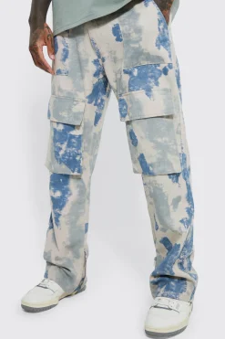 Fixed Relaxed Stacked Camo Cargo Trouser | BoohooMAN UK