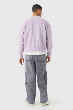Fixed Waist Acid Washed Baggy Cargo Trouser | BoohooMAN UK