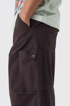Fixed Waist Baggy Twill Cargo Trousers | BoohooMAN UK