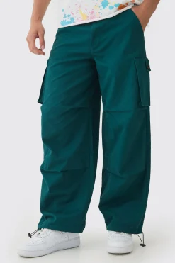 Fixed Waist Baggy Twill Cargo Trousers | BoohooMAN UK