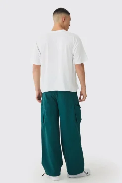 Fixed Waist Baggy Twill Cargo Trousers | BoohooMAN UK