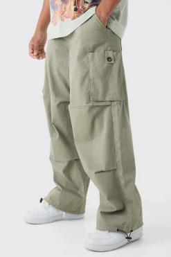 Fixed Waist Baggy Twill Cargo Trousers | BoohooMAN UK
