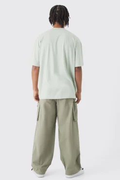 Fixed Waist Baggy Twill Cargo Trousers | BoohooMAN UK
