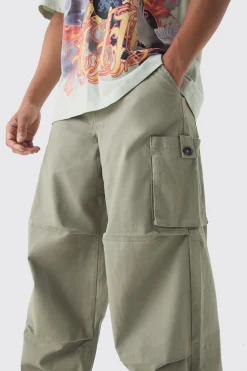 Fixed Waist Baggy Twill Cargo Trousers | BoohooMAN UK