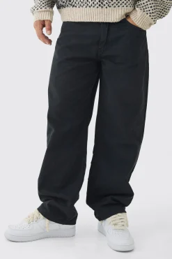 Fixed Waist Baggy Washed Trouser | BoohooMAN UK