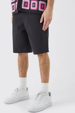 Fixed Waist Black Relaxed Fit Shorts | BoohooMAN UK