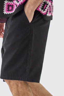 Fixed Waist Black Relaxed Fit Shorts | BoohooMAN UK