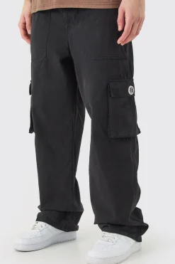 Fixed Waist Cargo Zip Trouser With Rubberised Tab | BoohooMAN UK