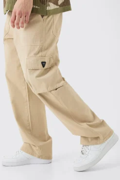 Fixed Waist Cargo Zip Trouser With Rubberised Tab | BoohooMAN UK
