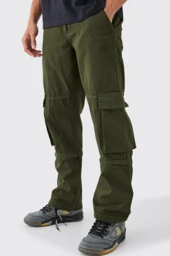 Fixed Waist 3d Cargo Zip Off Relaxed Trouser | BoohooMAN UK