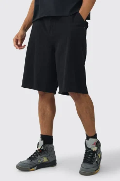 Fixed Waist Distressed Parachute Shorts | BoohooMAN UK