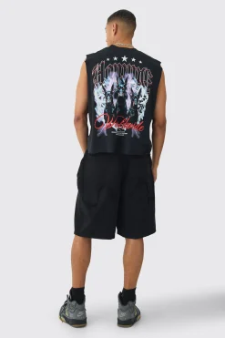 Fixed Waist Distressed Parachute Shorts | BoohooMAN UK