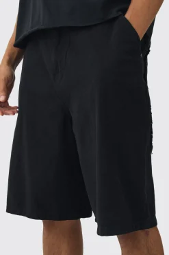 Fixed Waist Distressed Parachute Shorts | BoohooMAN UK