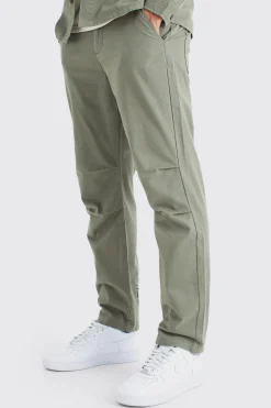 Fixed Waist Embroidered Twill Straight Leg Trouser | BoohooMAN UK