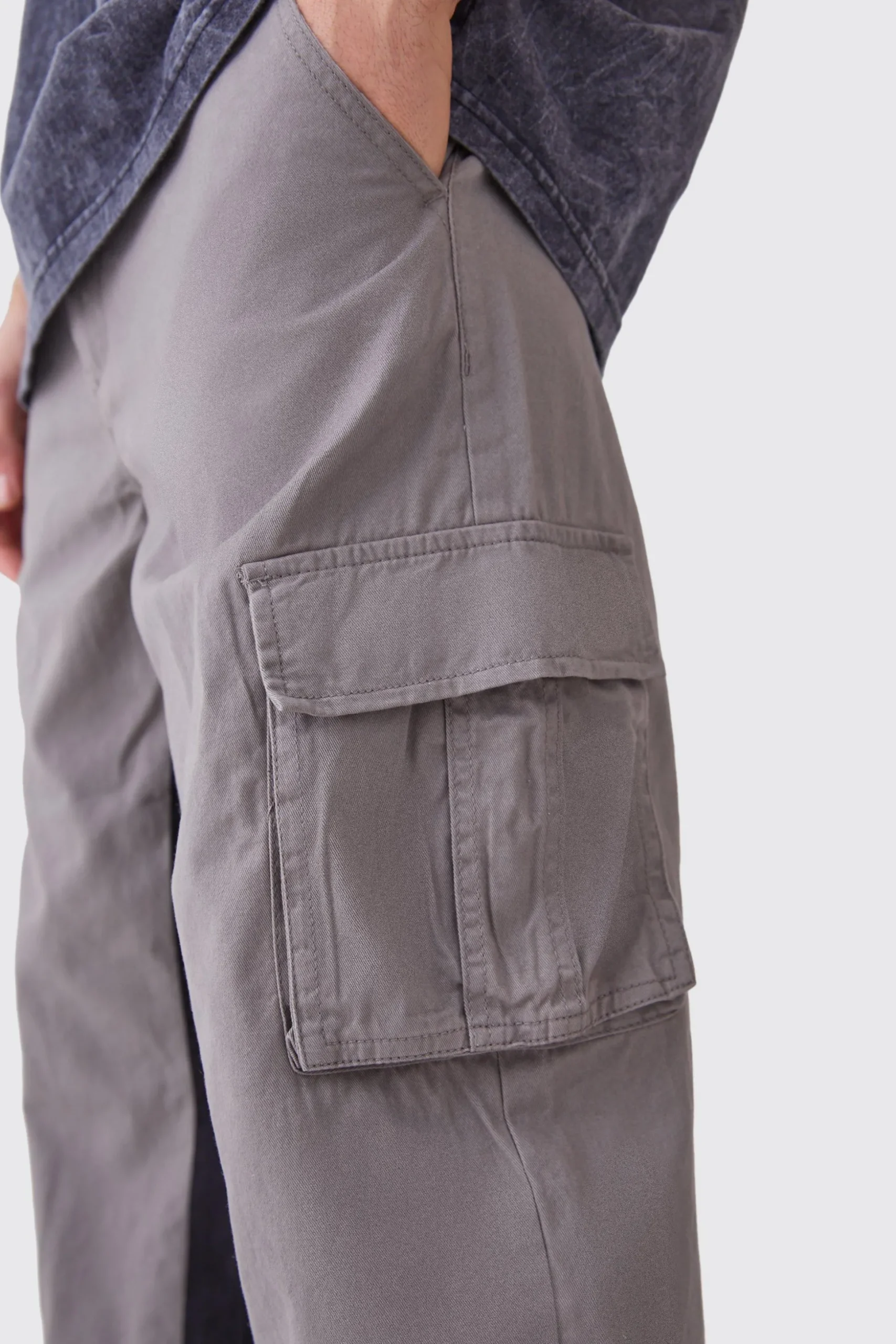 Fixed Waist Gusset Cargo Trousers | BoohooMAN UK