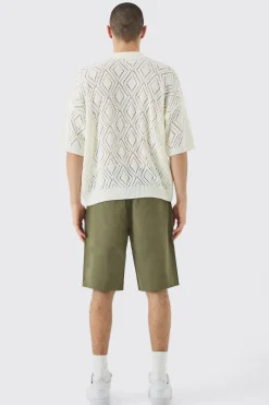 Fixed Waist Khaki Relaxed Fit Shorts | BoohooMAN UK