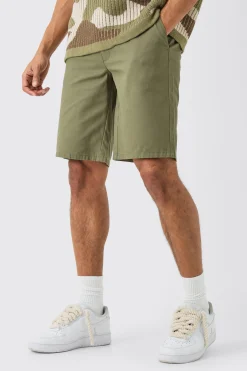 Fixed Waist Khaki Relaxed Fit Short Shorts | BoohooMAN UK