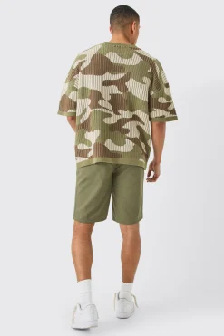 Fixed Waist Khaki Relaxed Fit Short Shorts | BoohooMAN UK