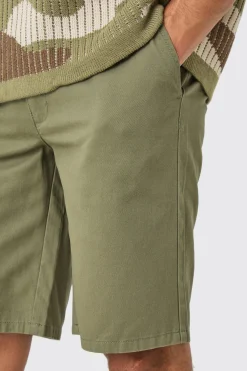 Fixed Waist Khaki Relaxed Fit Short Shorts | BoohooMAN UK