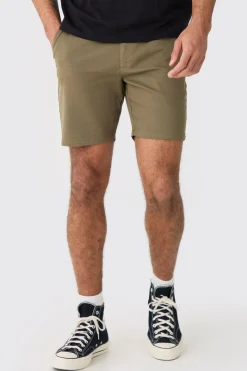 Fixed Waist Khaki Skinny Fit Chino Shorts | BoohooMAN UK
