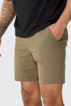 Fixed Waist Khaki Skinny Fit Chino Shorts | BoohooMAN UK