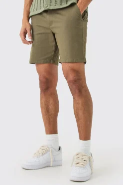 Fixed Waist Khaki Slim Fit Chino Shorts | BoohooMAN UK