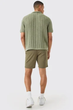 Fixed Waist Khaki Slim Fit Chino Shorts | BoohooMAN UK
