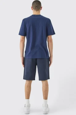 Fixed Waist Navy Relaxed Fit Short Shorts | BoohooMAN UK