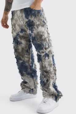Fixed Waist Oil Camo Tapestry Trouser | BoohooMAN UK