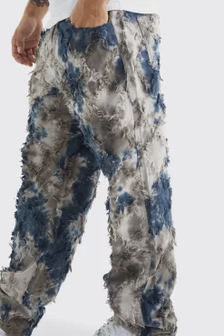 Fixed Waist Oil Camo Tapestry Trouser | BoohooMAN UK
