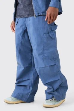 Fixed Waist Overdye Carpenter Parachute Trousers | BoohooMAN UK