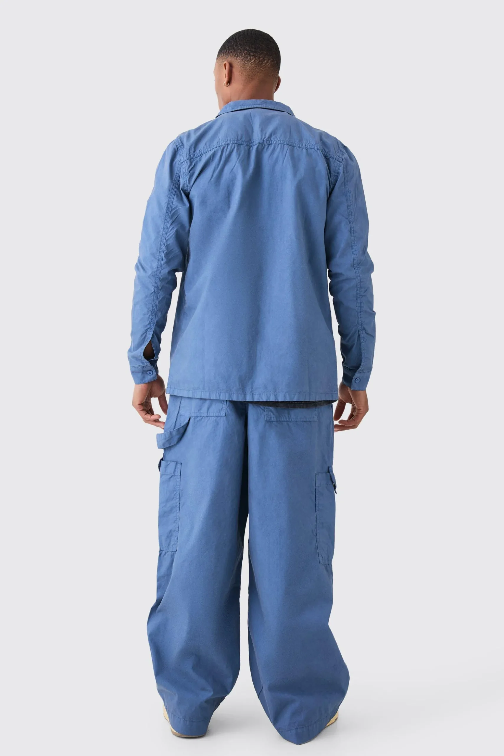 Fixed Waist Overdye Carpenter Parachute Trousers | BoohooMAN UK