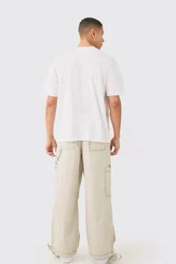 Fixed Waist Overdye Carpenter Parachute Trousers | BoohooMAN UK