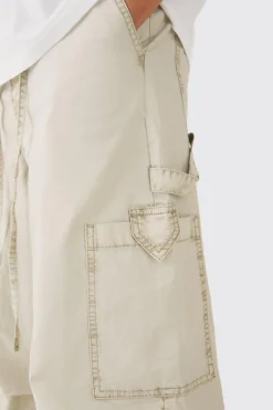 Fixed Waist Overdye Carpenter Parachute Trousers | BoohooMAN UK