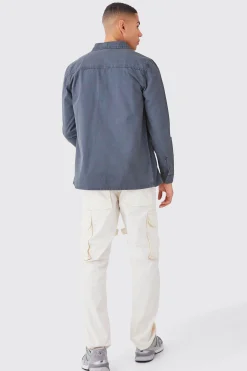 Fixed Waist Overdye Strap Detail Straight Leg Trousers | BoohooMAN UK