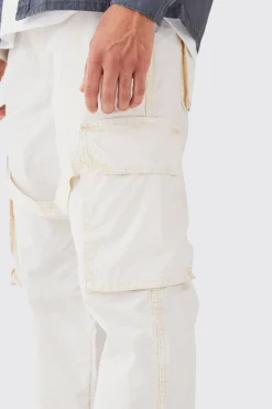Fixed Waist Overdye Strap Detail Straight Leg Trousers | BoohooMAN UK