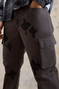 Fixed Waist Relaxed Applique Cargo Gusset Trouser | BoohooMAN UK