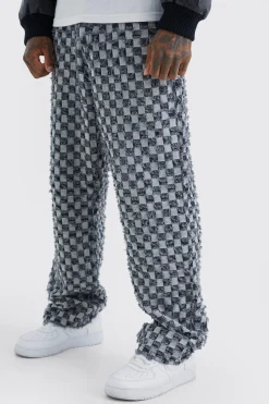 Fixed Waist Relaxed Checked Tapestry Trouser | BoohooMAN UK