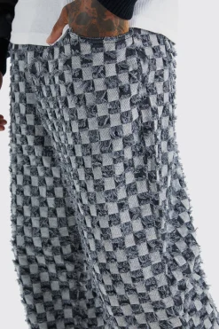 Fixed Waist Relaxed Checked Tapestry Trouser | BoohooMAN UK