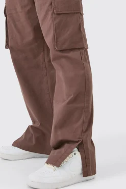 Fixed Waist Relaxed Fit Cargo Split Hem Trouser | BoohooMAN UK