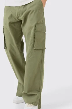 Fixed Waist Relaxed Fit Cargo Split Hem Trouser | BoohooMAN UK