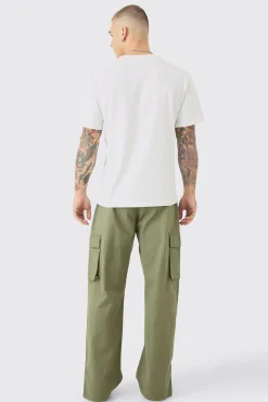 Fixed Waist Relaxed Fit Cargo Split Hem Trouser | BoohooMAN UK