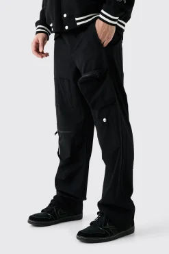 Fixed Waist Relaxed Multi Pocket Cargos | BoohooMAN UK