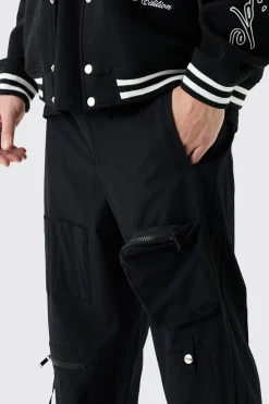Fixed Waist Relaxed Multi Pocket Cargos | BoohooMAN UK